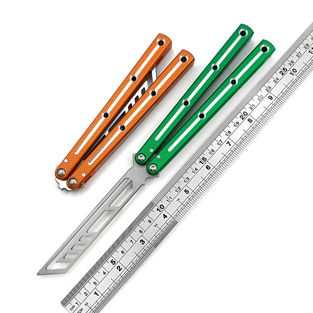 SF Suifeng Sea Monster T-head Butterfly Knife, unedged bright groove practice training knife, folding swing hand fancy knife, comb knife full figure