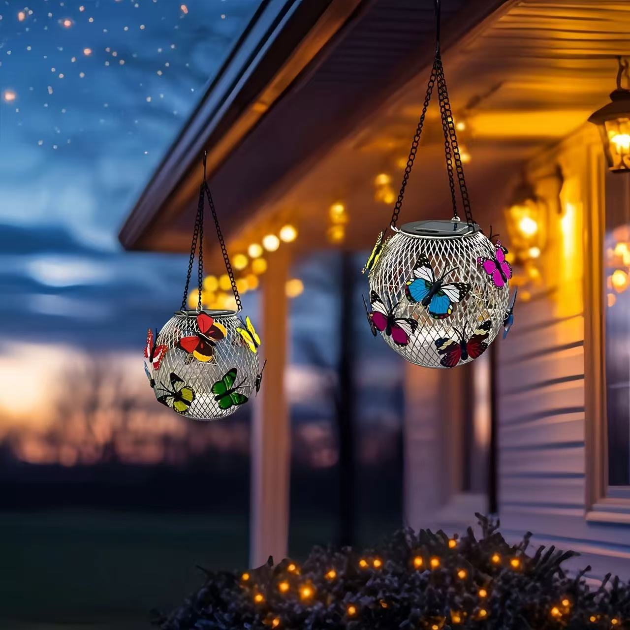 New cross-border solar butterfly hanging light, outdoor waterproof garden landscape light, garden lawn and field decorative light full figure