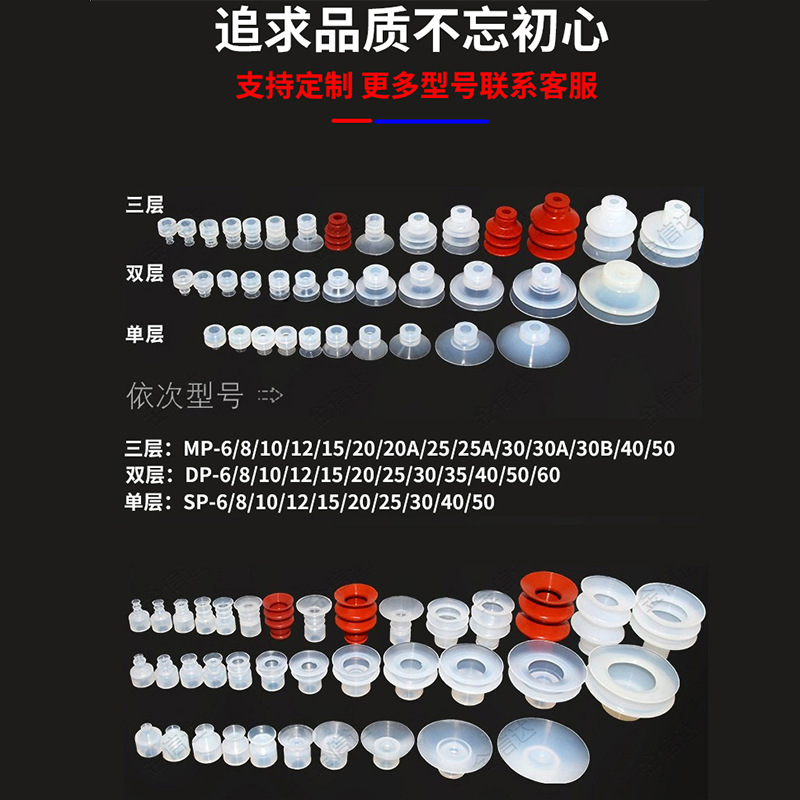Tianxing Daitou mechanical hand vacuum suction cup SP/DP/MP single and double layer industrial pneumatic accessories strong silicone suction cup details Picture