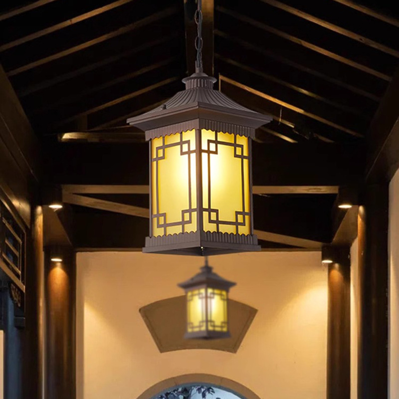 New Chinese-style outdoor courtyard chandeliers, outdoor villa entrance gates, eaves, pavilions, retro lanterns, garden chandeliers details Picture