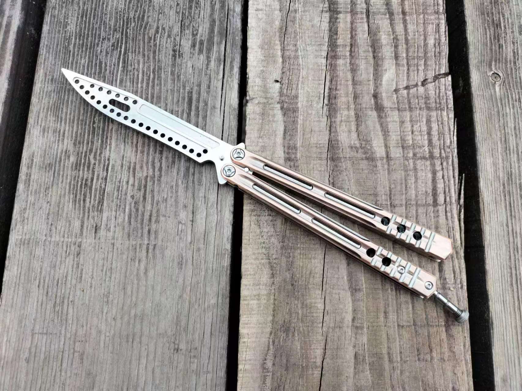Dejia high-quality zinc alloy one-piece die-cast handle butterfly knife CSGO practice knife, unsharpened training knife undefined