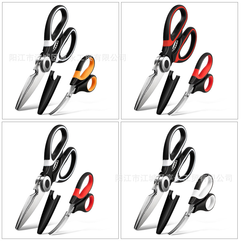 Factory wholesale of seafood scissors, stainless steel multi-functional kitchen scissors sets, shrimp scissors and shrimp thread scissors in stock Application Scenario
