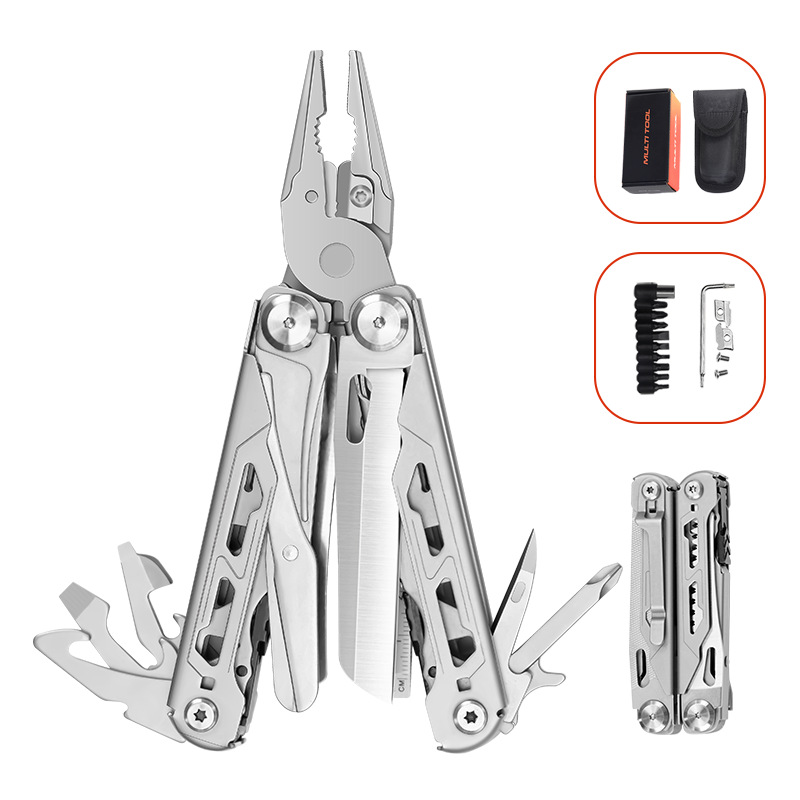 Portable folding multi-functional pliers for cross-border outdoor camping, mountain climbing, hiking and field maintenance full figure