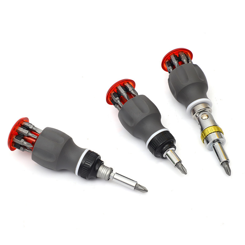 Ratchet screwdriver, multi-angle telescopic dual-purpose cross screwdriver, multi-functional screwdriver, double-head ratchet screwdriver details Picture