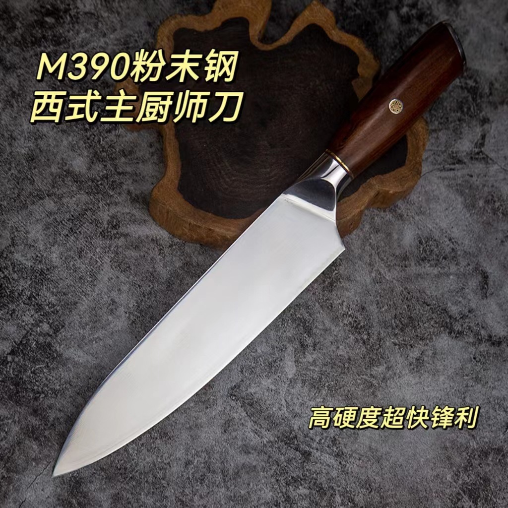 Export M390 powder steel kitchen knives, hand-forged Western chef knives, kitchen cooking knives, stainless steel ox knives full figure