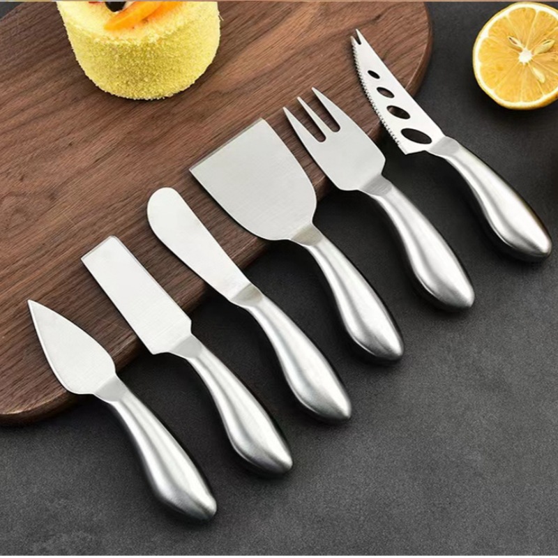 Stainless steel cheese knife set, hotel Western restaurant butter knife gift box, modern cheese knife, fork, spoon and knife set details Picture