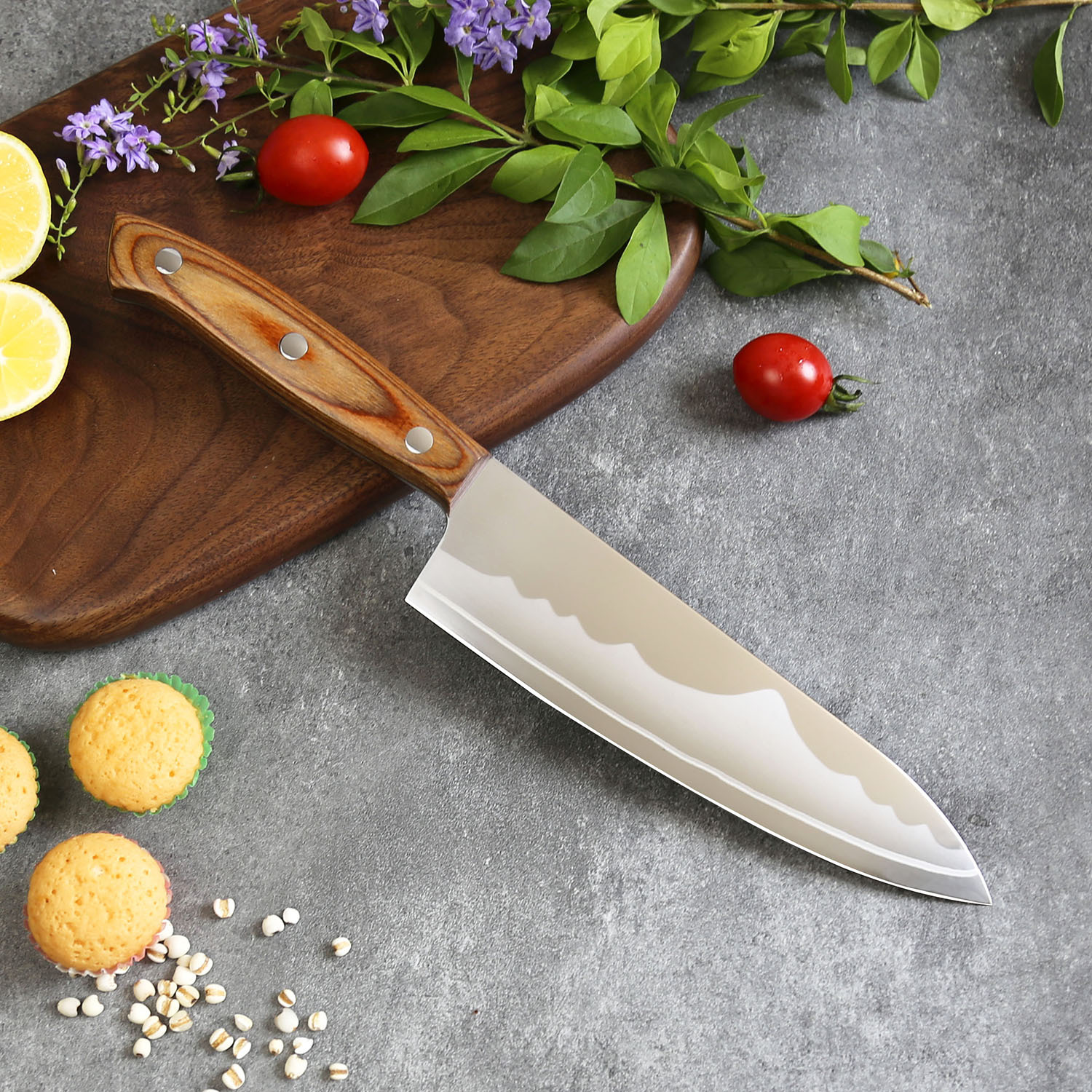 Yangjiang Qihe Steel 10Cr15CoMoV Chef's knife, sharp chef's knife, slicing knife, kitchen knife set, special for camping full figure