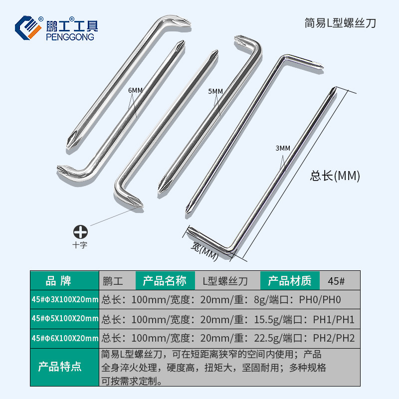 Wholesale of Penggong Simple screwdrivers, dual-purpose hardware repair tools, L-shaped screwdrivers, small screwdrivers, cross screwdrivers details Picture
