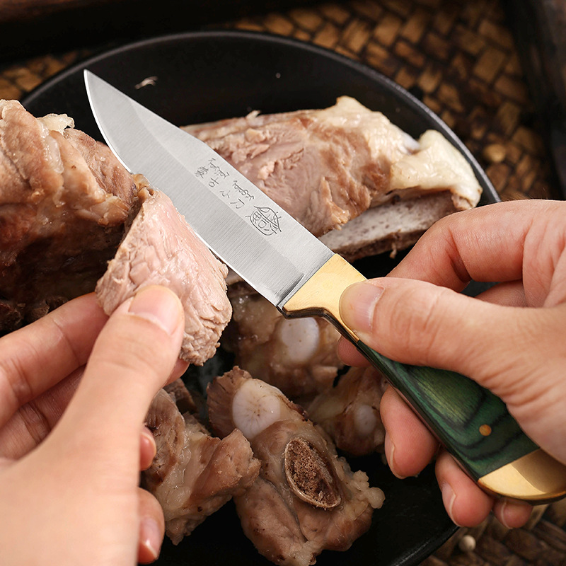 Factory direct sales of Mongolian knives, kitchen fruit knives, hand-held meat knives for beef and sheep, outdoor camping barbecue knives details Picture
