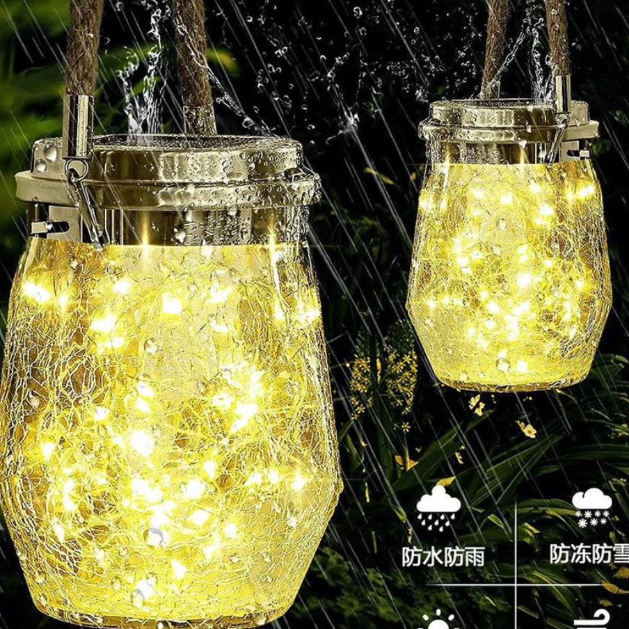 Solar crack lights, outdoor courtyard garden corridor decorative lights, night lights, star lights, glass home decorative lights full figure