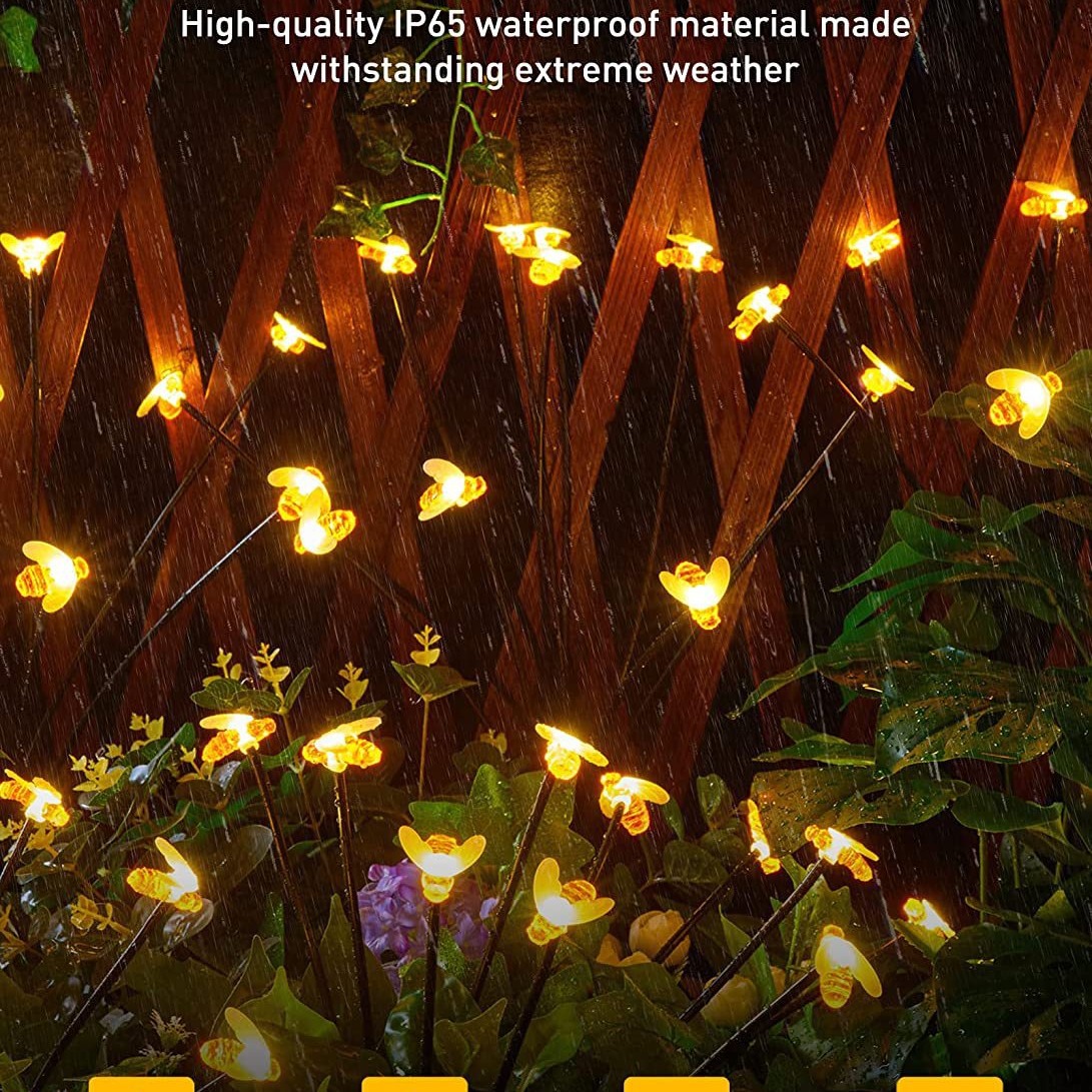 Solar-powered ground socket lights, little bee ground socket lights, scallion garden decorative lights, wind-blown ground socket lights, outdoor decorative lights Specification drawing