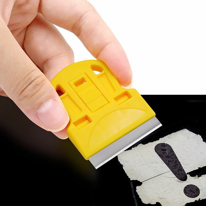 Mini glue remover knife, car glass film application tool, stainless steel small scraper, mobile phone screen cleaning plastic scraper Specification drawing