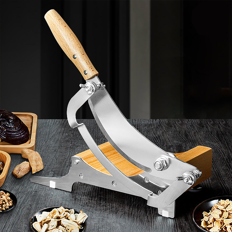 Commercial cutting of Chinese medicinal materials, guillotine knife for cutting Ganoderma lucidum and ginseng slices, manual small-sized knife slicer, household portable slicer full figure