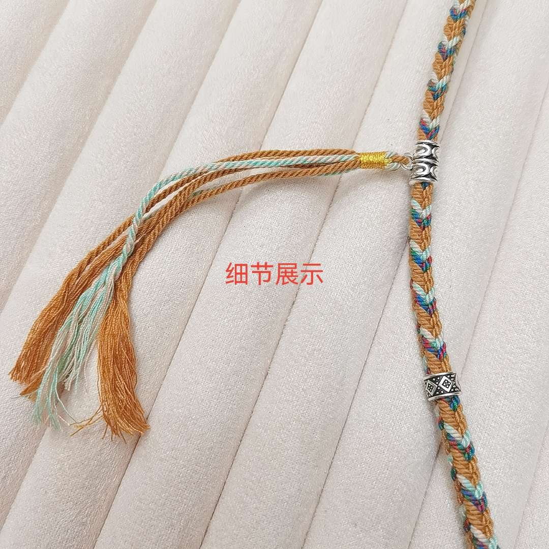 Tibetan five-way Wealth God rope pendant tied with Thangka special rope necklace, hand-woven Specification image