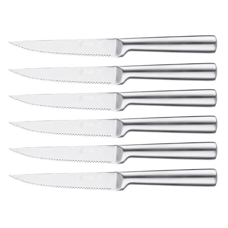 Amazon's best-selling hollow handle stainless steel steak knife, Western dining knife, serrated steak knife, household and hotel Western dining utensils Item Picture