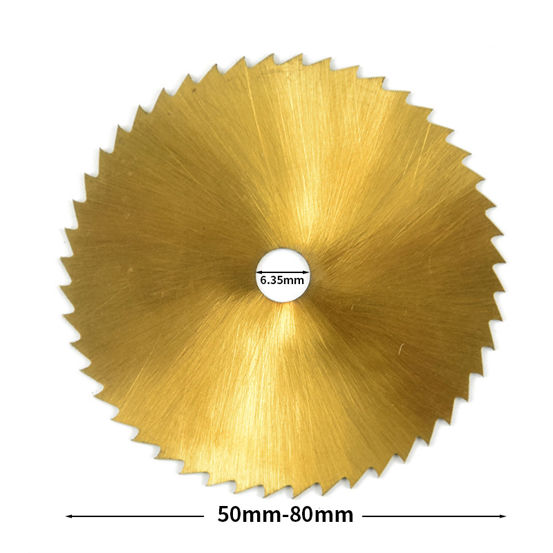 Wholesale of HSS high-speed steel golden small saw blades, metal woodworking plastic electric grinding 50mm mini circular saw blades details Picture