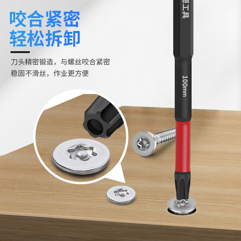 Strong magnetic plum blossom air screwdriver head, hollow with holes, rice type hexagon socket T25 electric screwdriver hand drill cap set details Picture