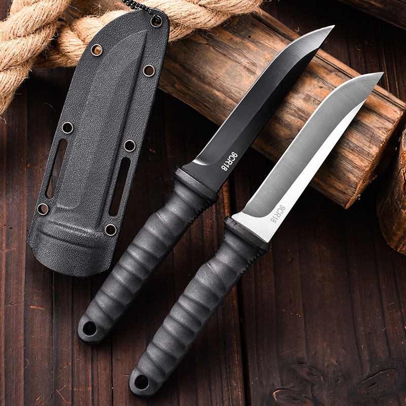 Outdoor multi-functional straight knife, camping K-sheath survival knife, portable small knife, outdoor knife, barbecue straight knife Application Scenario