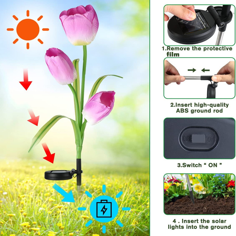 Garden lights, solar tulip lamps, outdoor lawn led ground-insertion garden decoration, night landscape lights, park waterproof lights Application Scenario
