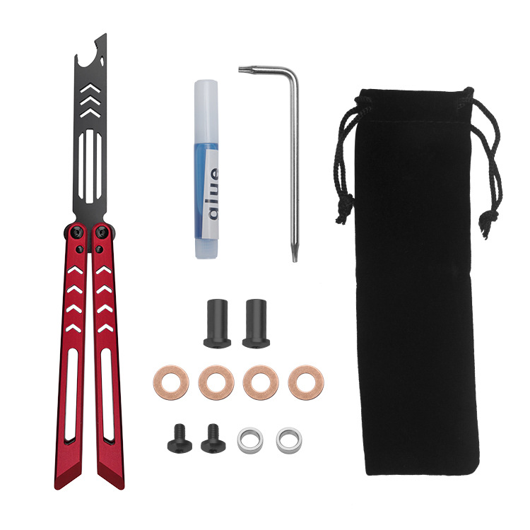 The new giant shark butterfly knife is an unsharpened 6-series aluminum handle training knife with CNC craftsmanship and fancy design. It features a high level of appearance and folding and swinging undefined