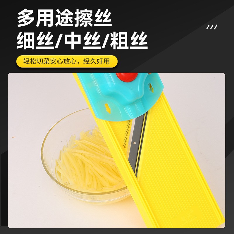 A dedicated vegetable slicer for commercial hotels and canteens, including a shredded radish grater, a grater, a power strip, and a shredded potato slicer Specification drawing