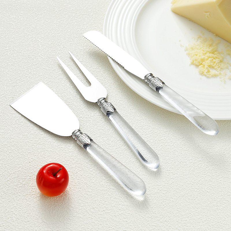 Cross-border cheese knife set, cheese knife and fork stainless steel three-piece set, cheese spatula knife and fork four-piece set, butter knife wholesale details Picture