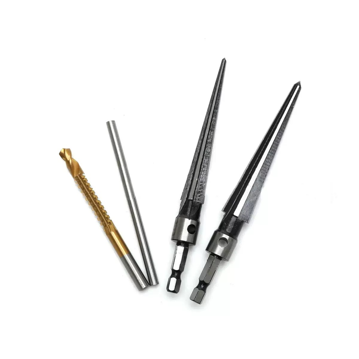 Conical reamer, hand reamer set, box, hand electric drill, hole opening, hole drilling, woodworking reamer tool, deburring, hole drilling Specification drawing