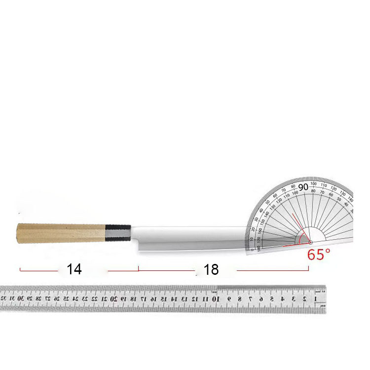 sashimi knife, a Japanese cuisine knife made of two-piece steel, features sashimi and salmon with a horn-shaped handle Item Picture