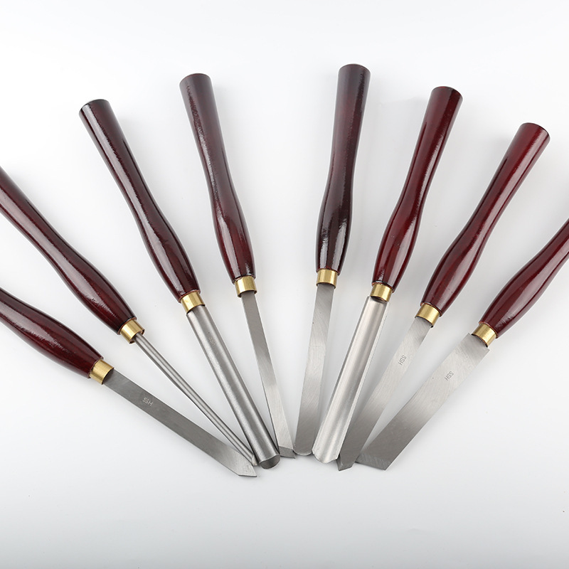 8 pieces of red-handled woodworking turning tools, milling cutter sets, woodworking turning tools in wooden boxes, woodworking engraving turning tools in stock factory Specification drawing