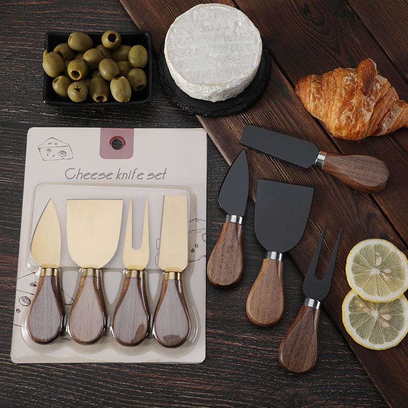 Factory in-stock cheese tools, kitchenware, knives, forks, cream, stainless steel 4-piece set, cheese knife set Specification drawing