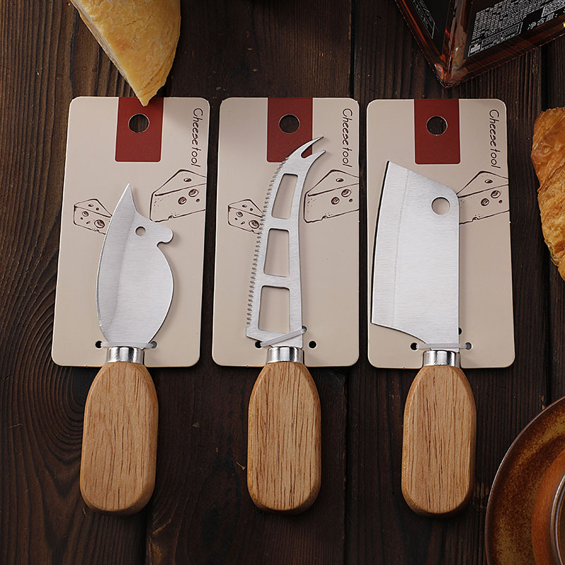 New cross-border stainless steel cheese knife, rubber wooden handle butter cheese knife, creative and cute mouse knife, steak knife Specification drawing