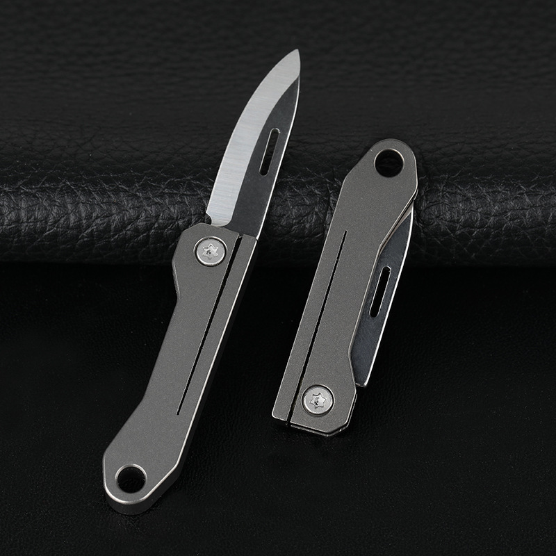 Titanium alloy mini folding knife, express delivery knife, portable edc keychain, self-defense pendant, letter opening knife, folding portable knife details Picture