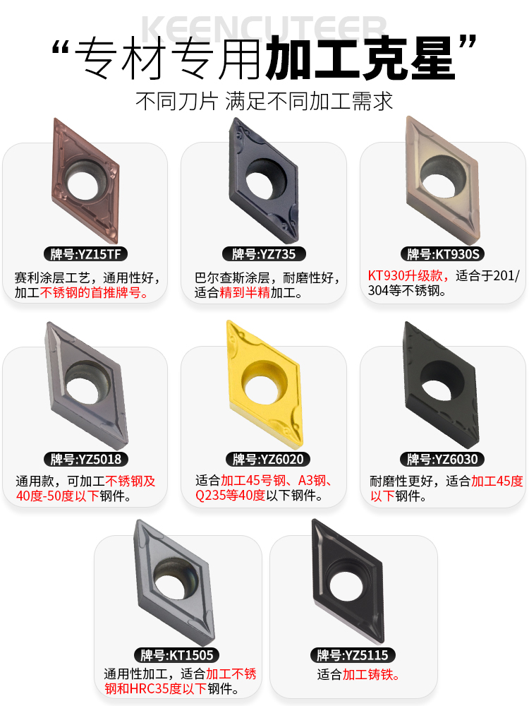 Aurora CNC stainless steel 55-degree rhombic insert DCMT11T inner hole alloy Taokat turning tool details Picture