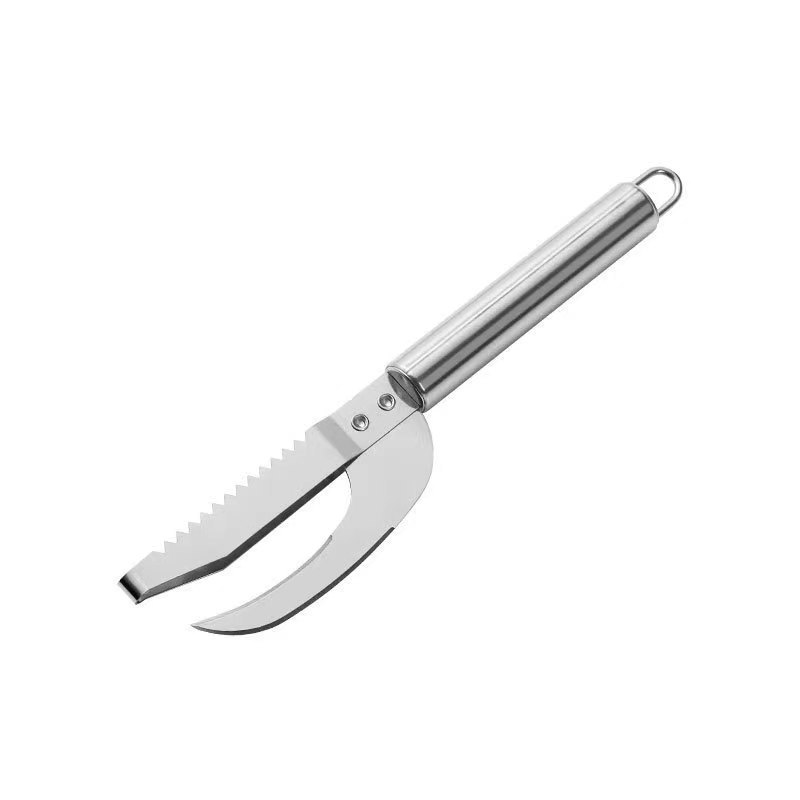 Stainless steel fish scale scraper and fish knife two-in-one household fish belly knife kitchen tool, a perfect tool for killing fish belly, removing scales and breaking the belly Item Picture