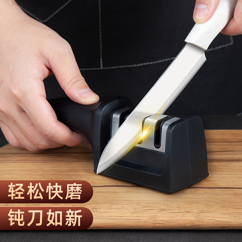 Wholesale of kitchen creative three-slot knife sharpeners, knife sharpening rods, diamond sand whetstones, electric knife sharpeners, 3c samples details Picture