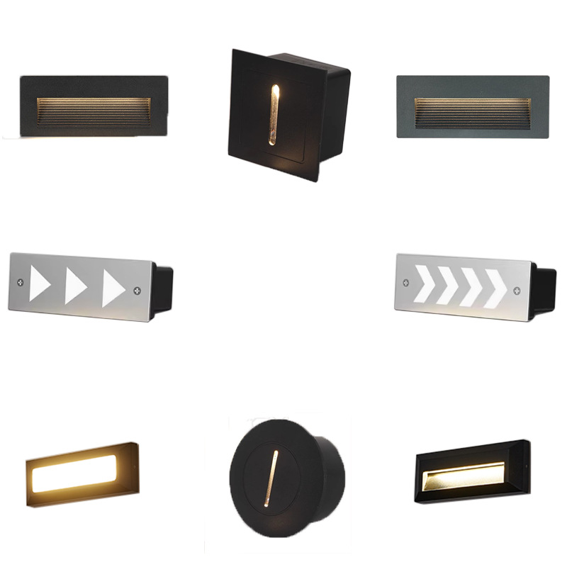 Outdoor led wall base lights, square side-mounted staircase corner steps, black exterior wall lights, courtyard step base lights, aluminum floor lights Item Picture