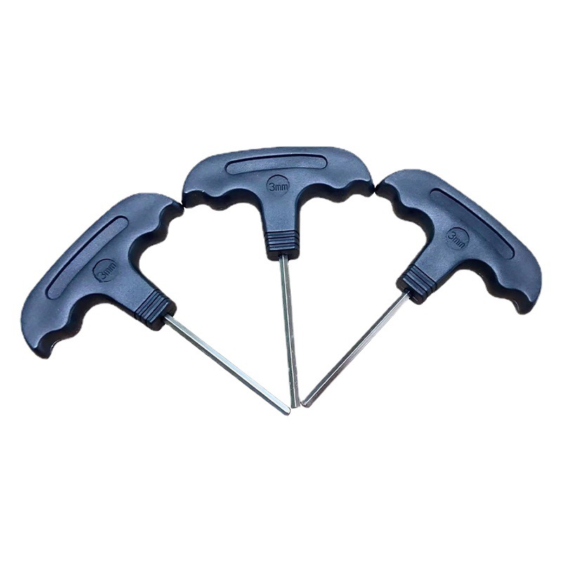 Wholesale of T-shaped plastic handle hexagon wrenches, L-shaped Allen wrenches, screwdrivers, 3MM nickel-plated household hardware Item Picture