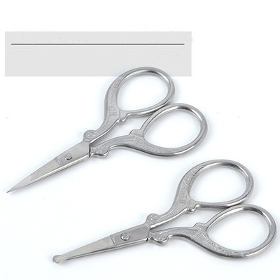 Stainless steel round-head nose hair scissors, round-head small scissors, beauty scissors, makeup small tools, pure head scissors Specification drawing