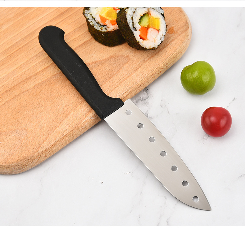 Stainless steel seven-hole sushi knife, Japanese sashimi cooking knife factory in stock, kitchen household set knife details Picture