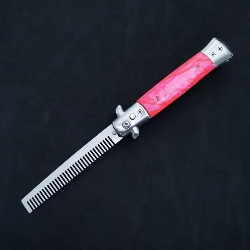 Portable spring comb, American-style oil comb, portable comb, automatic hair styling comb, outdoor pocket comb, ornamental knife undefined