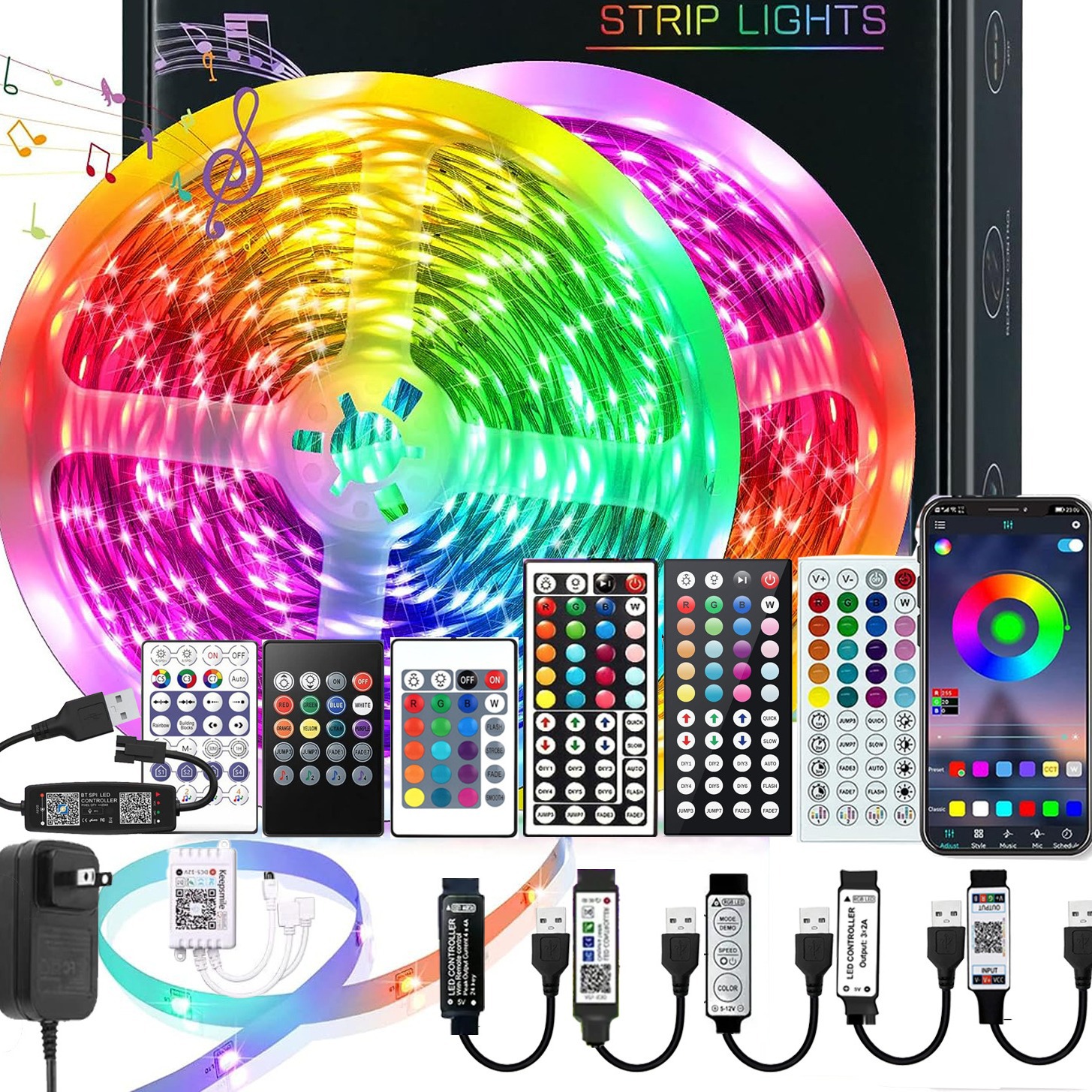 LED light strips, Bluetooth music, smart light strips, RGB Bluetooth ambient background lights, RGB light strips, LED light strips full figure