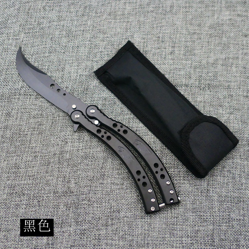 CSGO spring buckle Butterfly knife, folding butterfly swing practice knife, unedged claw training, curved knife toy, portable undefined