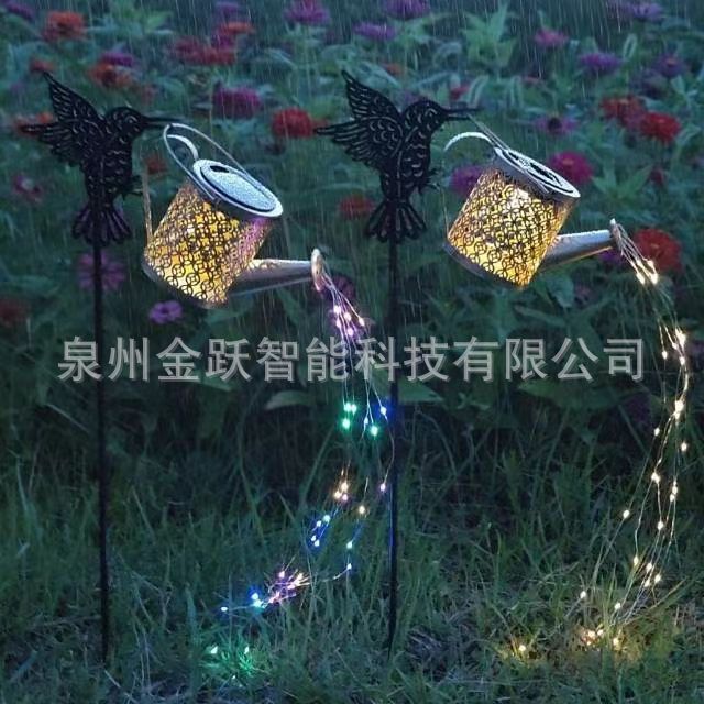 Cross-border new copper coin solar water bottle lamp, ironwork hollowed-out outdoor rainproof decoration, garden, courtyard, lawn, ground plug details Picture