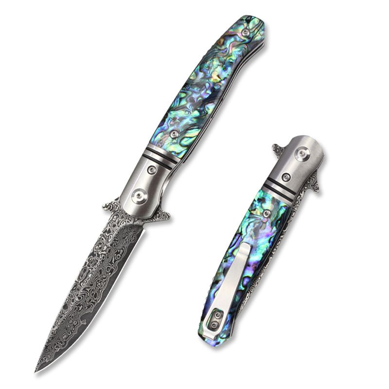 GT-0214 outdoor folding knife, rosewood handle, Damascus blade, ball bearing, cross-border wholesale handmade knife undefined
