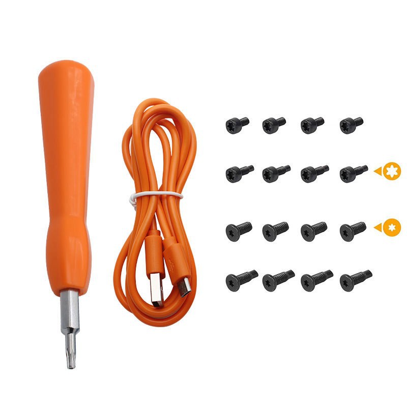 A set of household smart doorbell disassembly screws, screwdrivers, T6 and T15 screwdrivers, tools and charging cables undefined