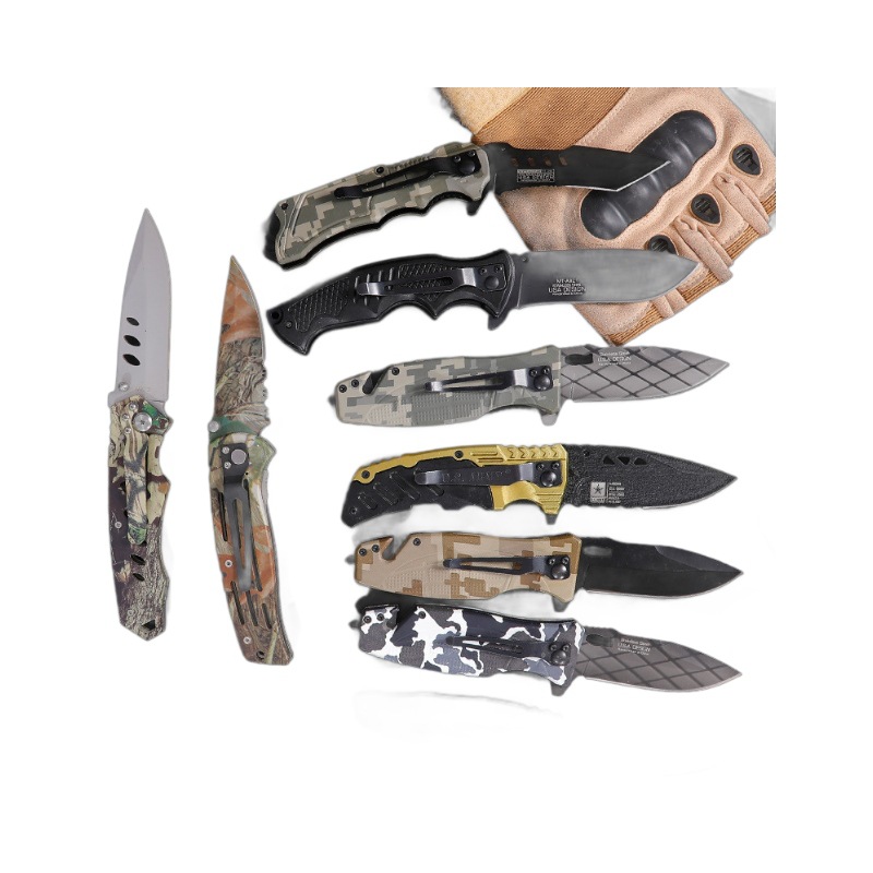 Wholesale of outdoor folding knives, portable knives, outdoor camping self-defense knives, high-hardness survival knives, and wilderness survival knives Item Picture