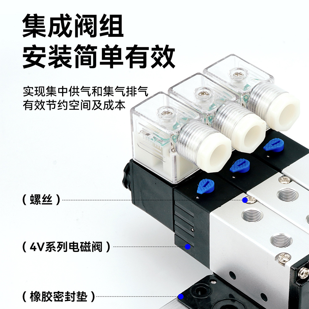 Solenoid valve manifold plate 4V210-08 base 200M connection seat 2F3F4F5F6F7F8F9F10F11F12 position Application Scenario
