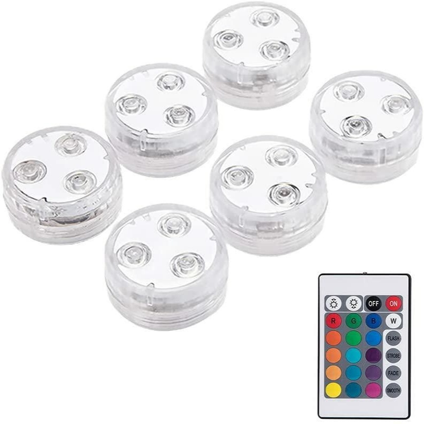 Small knob fish tank light, diving light, LED3 light, 5050 infrared 24-key remote control, seven vase light, water float landscape light Specification drawing