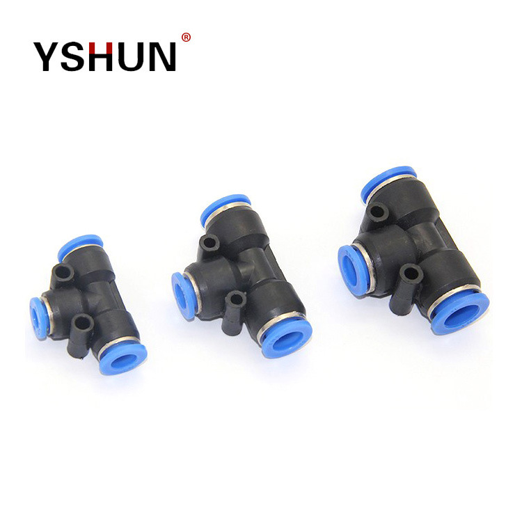 PE T-type air pipe fitting, British standard non-standard fitting, pneumatic fitting, quick plug fitting, hose fitting, three-way reducer full figure