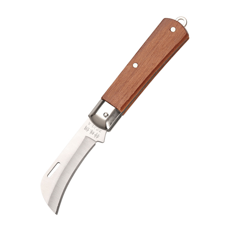 Wholesale electrician knives with wooden handles, folding straight blades and curved blades, multi-functional special steel stripping wire knives and wire knives Item Picture